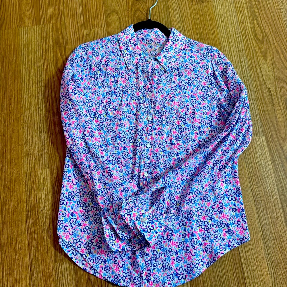 Lilly Pulitzer linen Sea View button down blouse